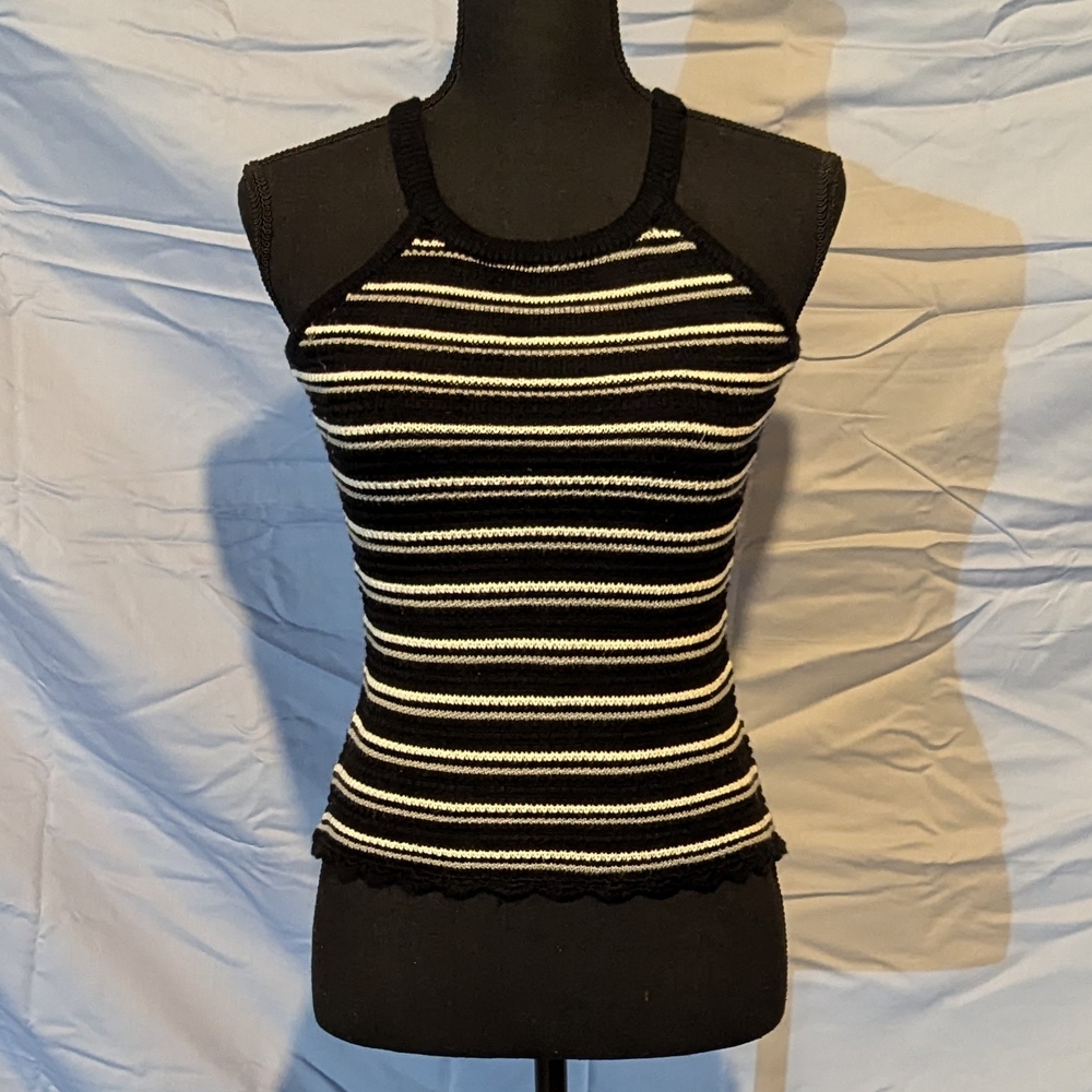 Black and White Striped Women's Top